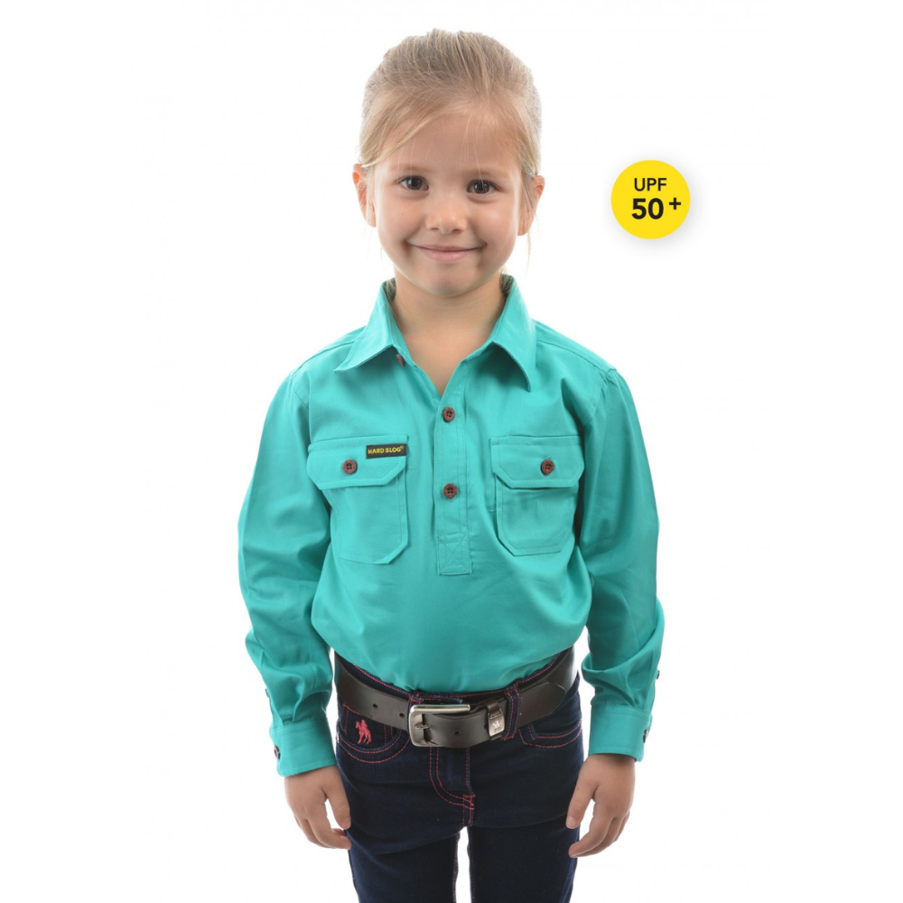 Hard Slog Kids L/Drill 1/2 Button Workshirt