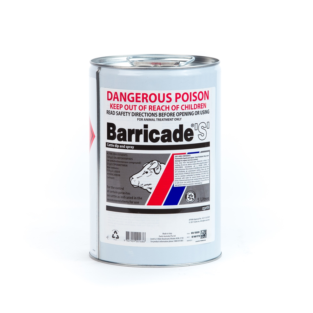 Barricade S 5L ControlCattleParasites UN3017 CL6.1 PGIII