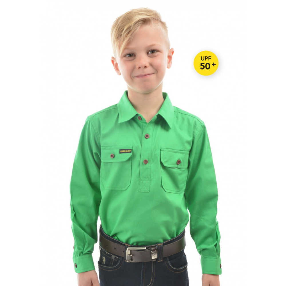 Hard Slog Kids L/Drill 1/2 Button Workshirt