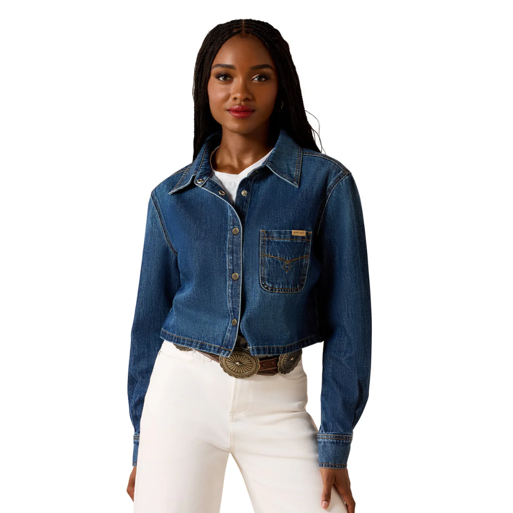 Ariat Womens Cropped Comfort LS Dark Denim Shirt
