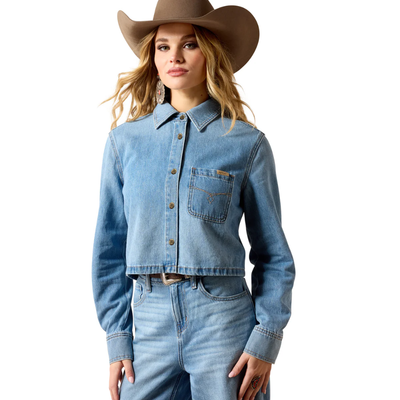 Ariat Womens Cropped Comfort LS Light Denim Shirt