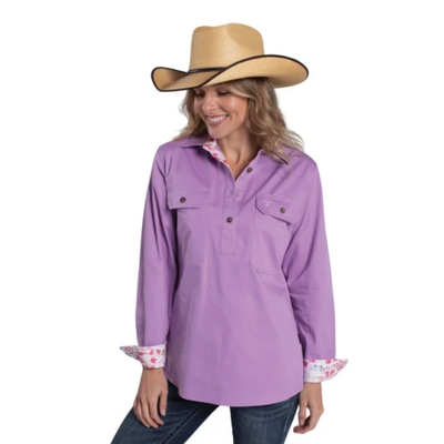 Just Country Womens Jahna Trim 1/2 Button Workshirt