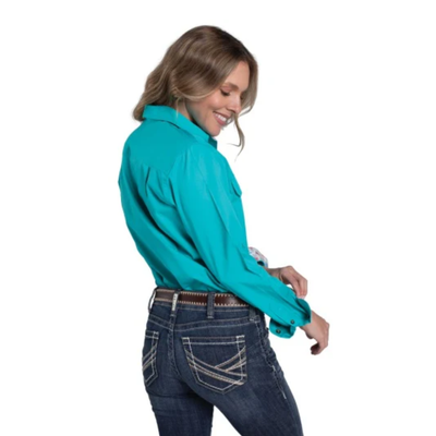 Just Country Womens Jahna Trim 1/2 Button Workshirt