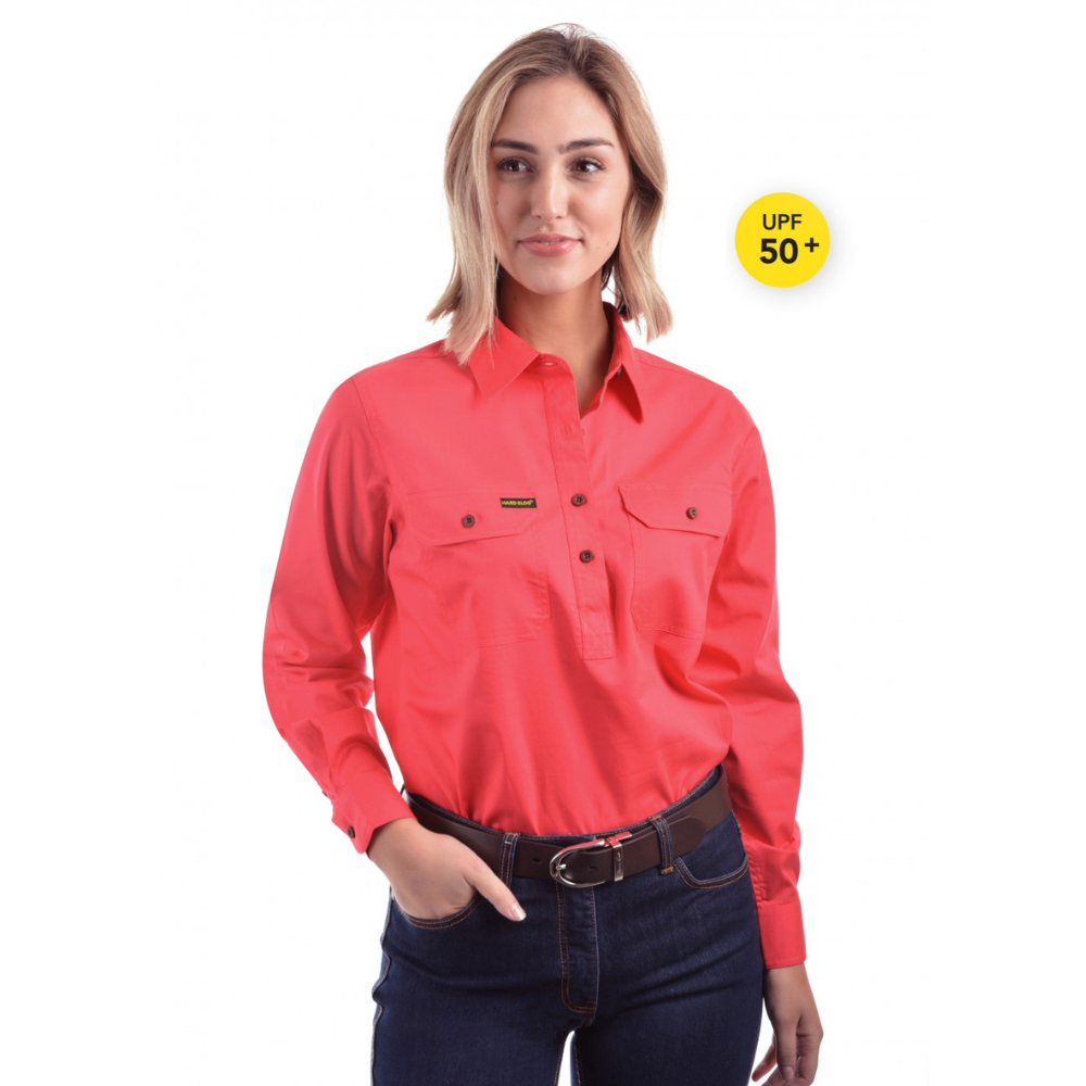 Hard Slog Womens H/Drill 1/2 Button Workshirt