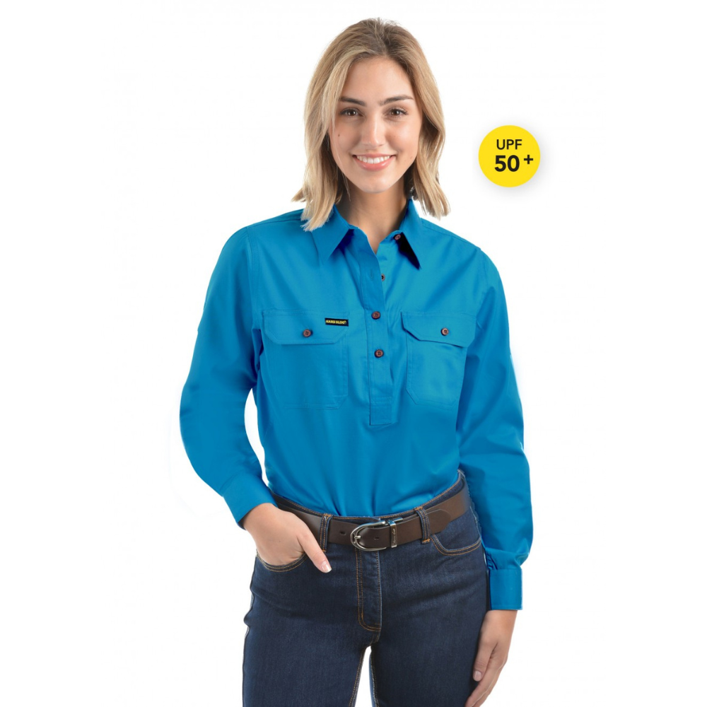 Hard Slog Womens H/Drill 1/2 Button Workshirt