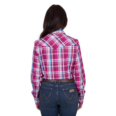 Wrangler Womens Molly Pink Check LS Shirt