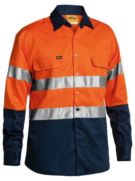 Bisley Mens HiVis Tape Full Button Workshirt BT6456