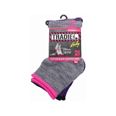 Tradie Womens Cotton Crew 2Pk Socks