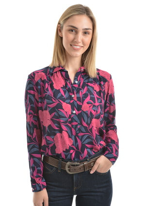 Wrangler Womens Gwendolyn Print Tab Front Long Sleeve Shirt
