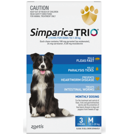 Simparica Trio 10.1-20kg Blue 3Pk