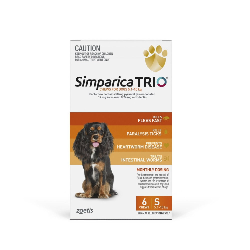 Simparica Trio 5.1-10kg Orange 3Pk