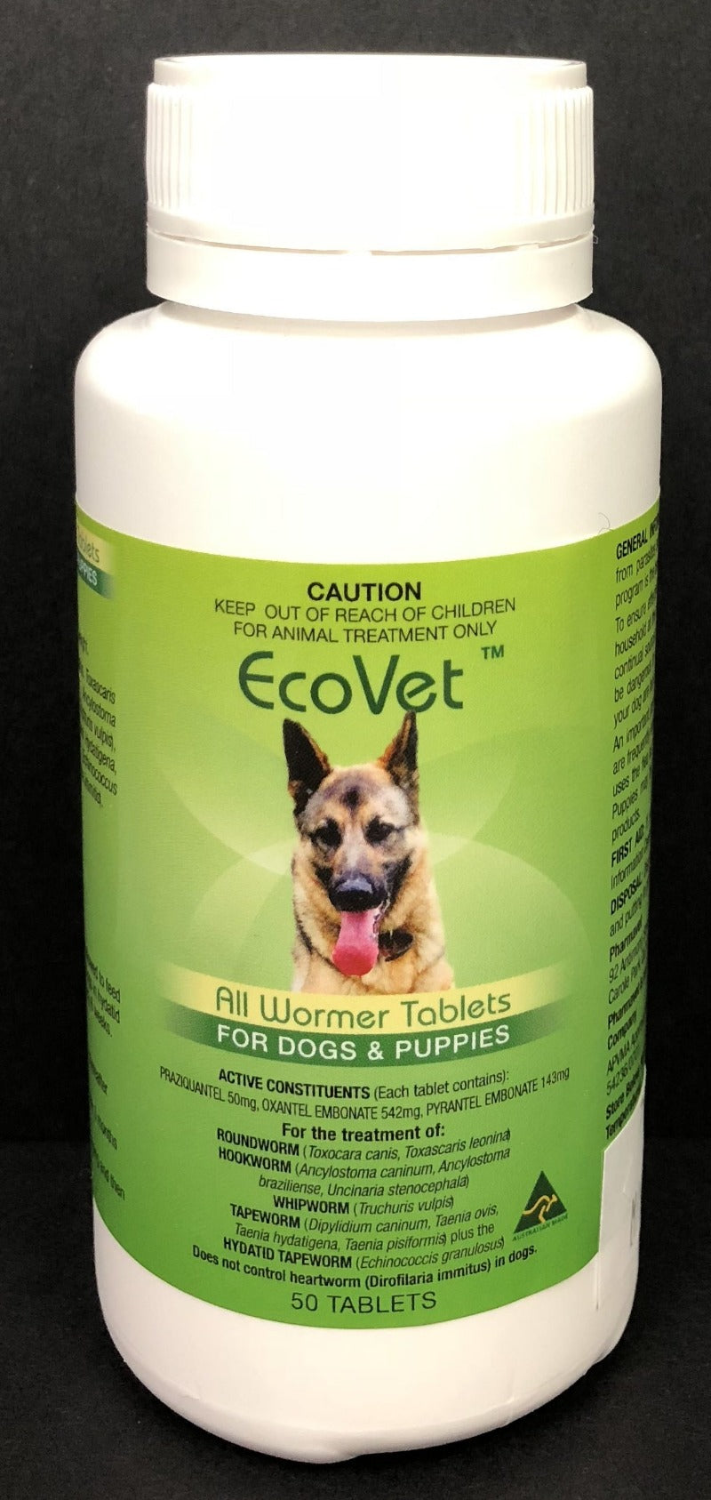 EcoVet All Wormer Tablets for Dogs 50 tabs