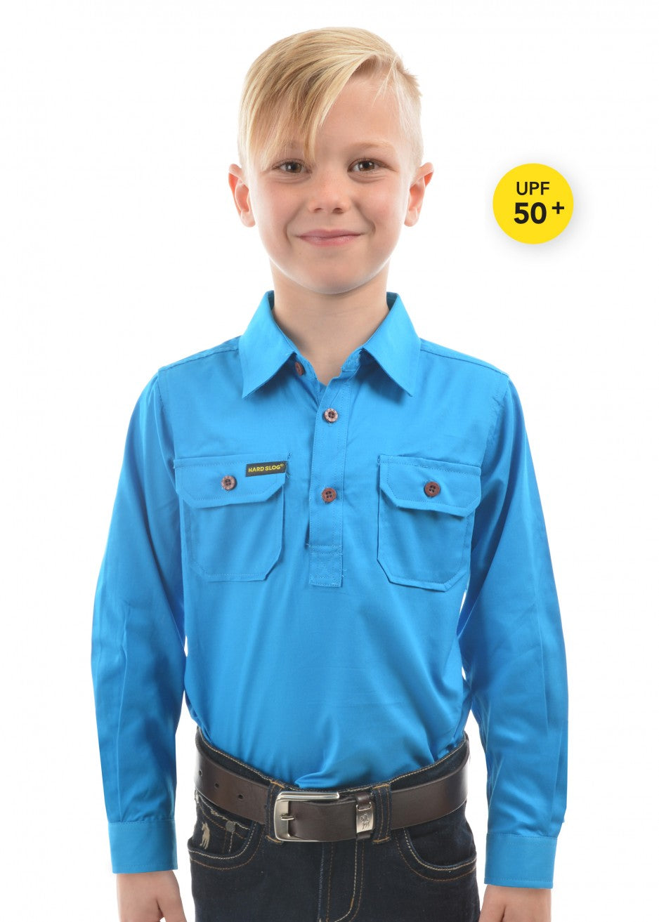 Hard Slog Kids L/Drill 1/2 Button Workshirt