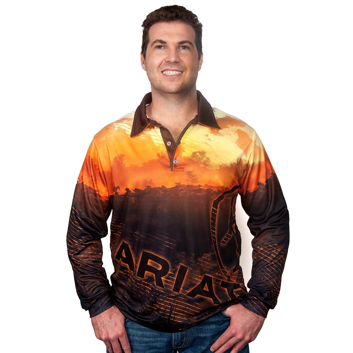 Ariat Mens Fishing Shirt Western Theme