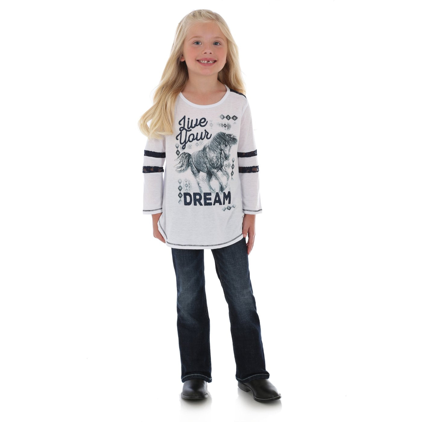 Wrangler Girls Live Your Dream 3/4 Sleeve Top