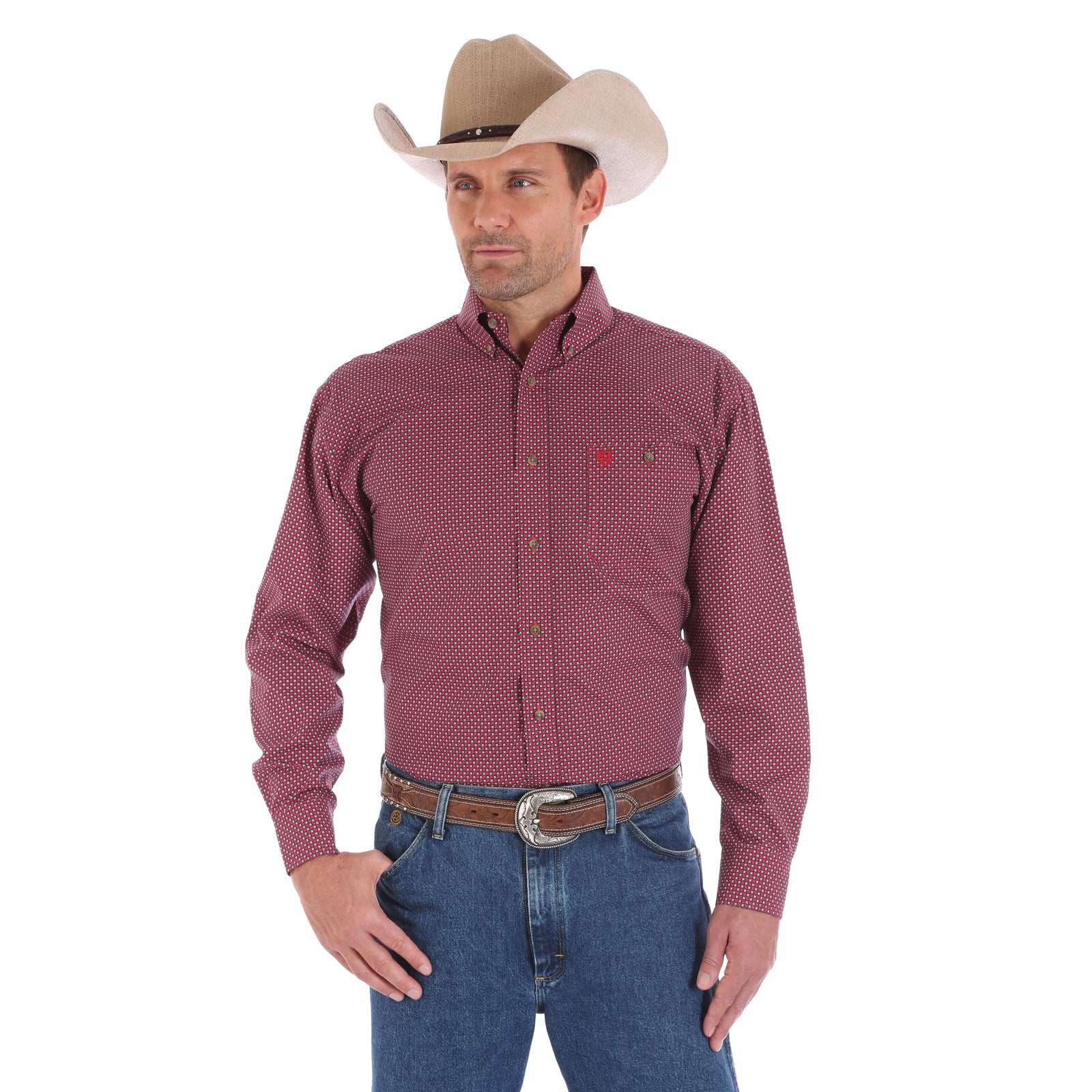Wrangler Mens George Strait Print Long Sleeve Shirt