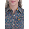 Cinch Womens Contrast Cuff Long Sleeve Shirt
