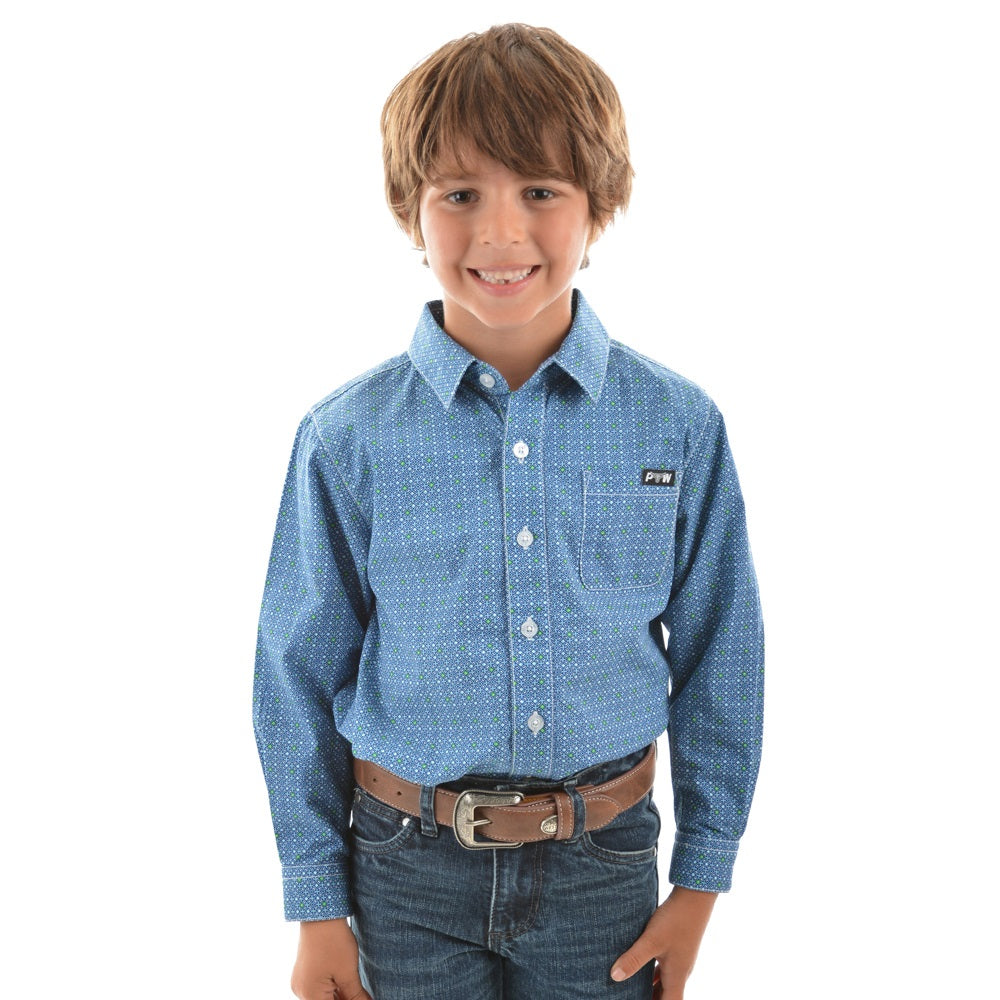 Pure Western Boys Rhett Print Long Sleeve Shirt