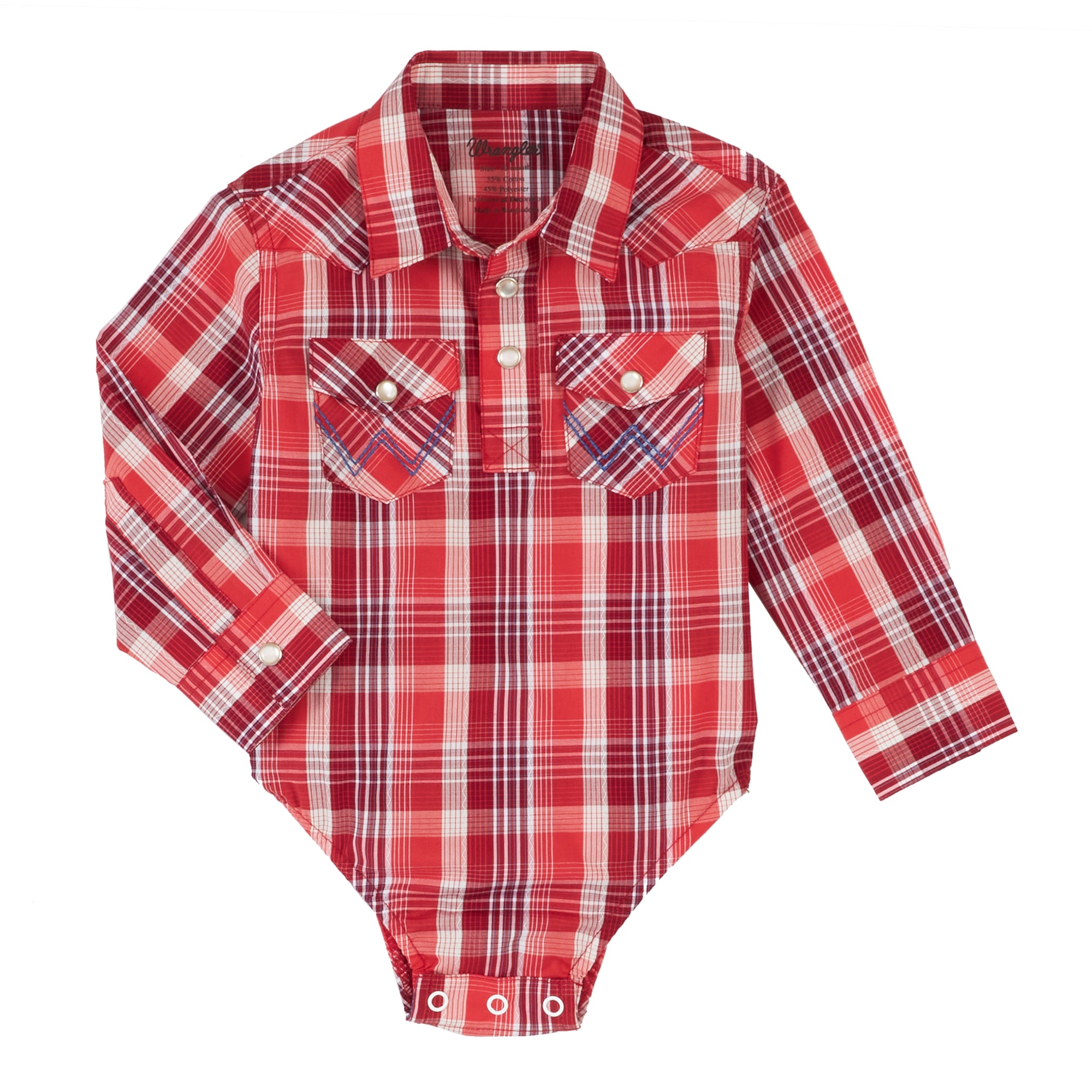 Wrangler USA Baby Boys Red Check LS Bodysuit