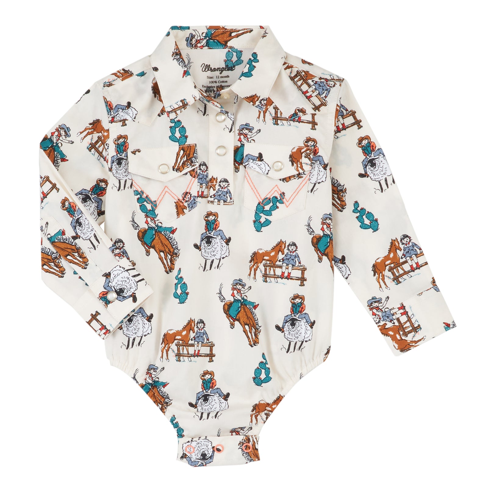 Wrangler USA Baby Girls Long Sleeve Bodysuit
