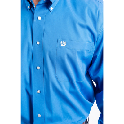 Cinch Mens Solid Blue Long Sleeve Shirt