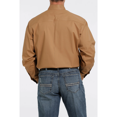 Cinch Mens Solid Brown Long Sleeve Shirt