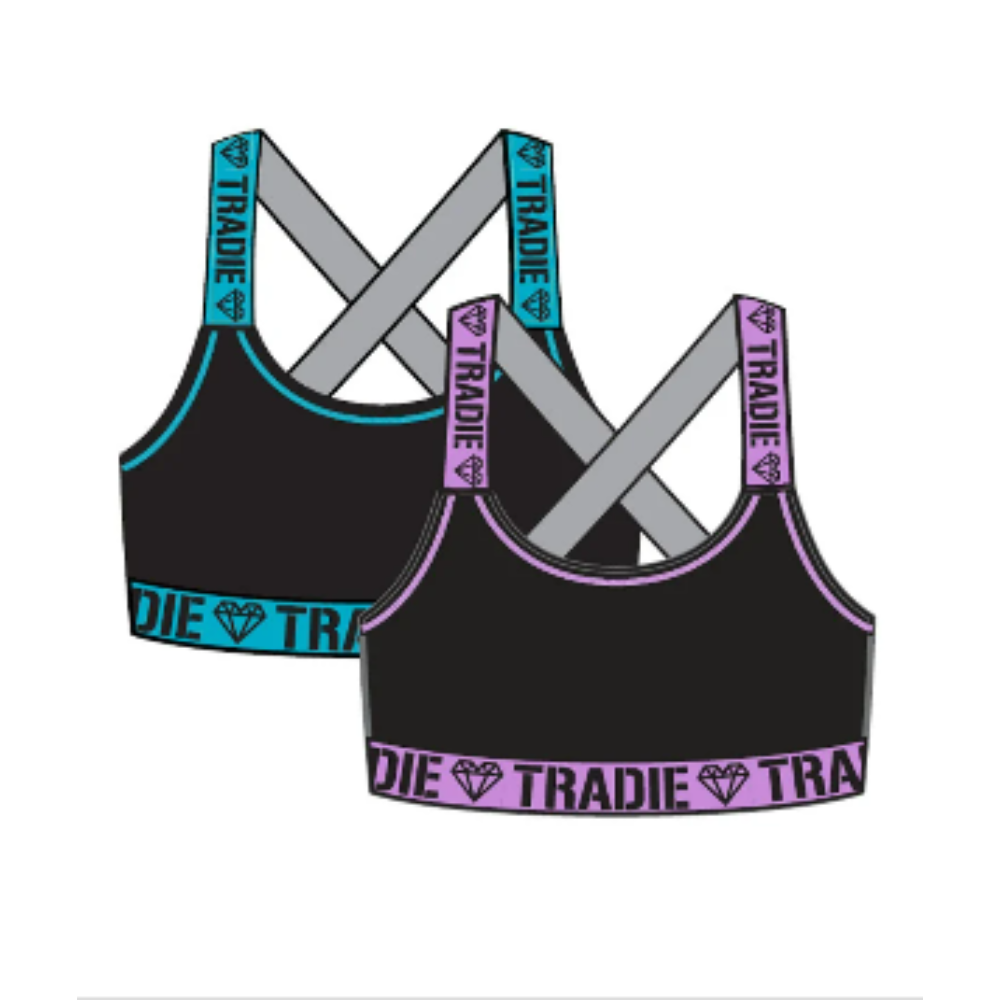 Tradie Girls Cross Back Crop 2Pk