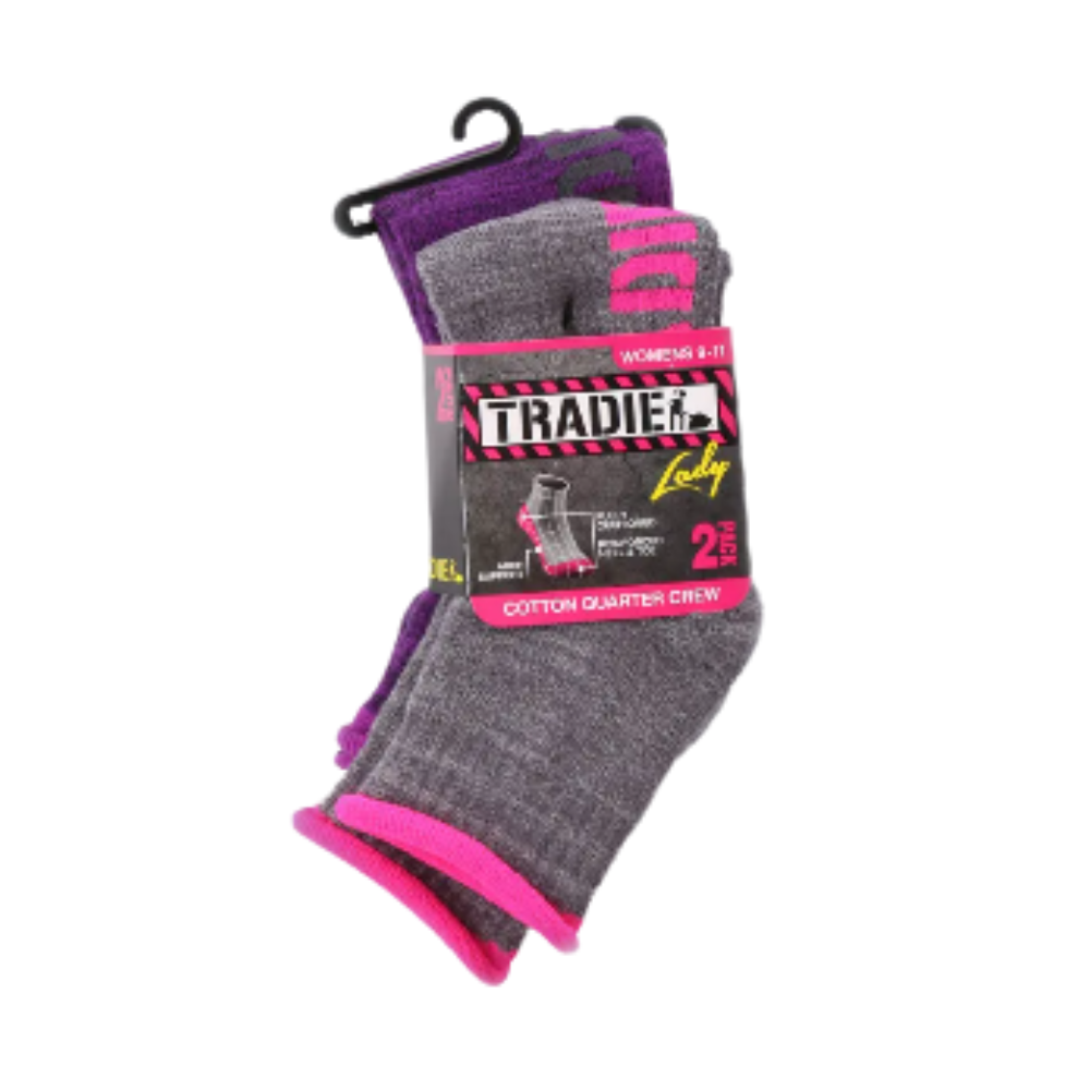 Tradie Womens Cotton Crew 2Pk Socks