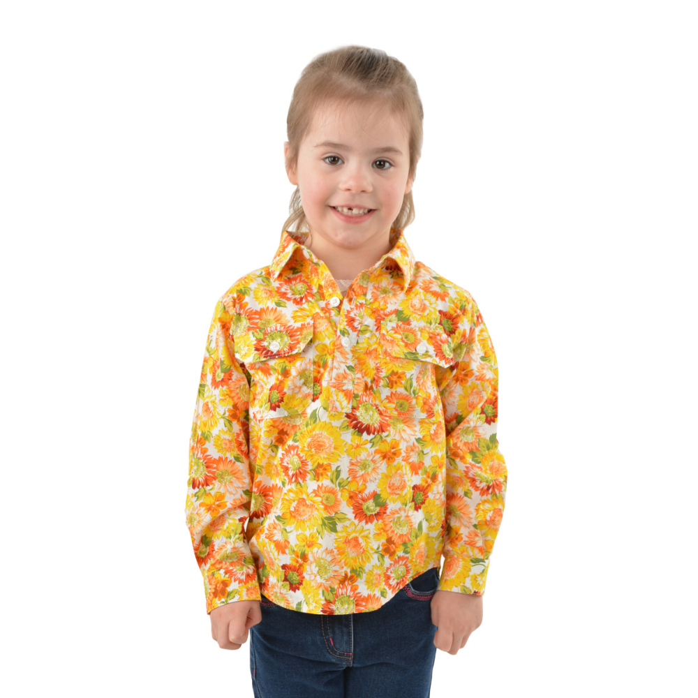 Hard Slog Kids Barbara Half Button LS Shirt