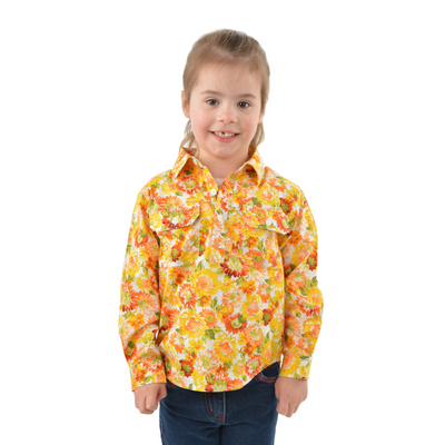 Hard Slog Boys/Girls Barbara Half Button LS Shirt