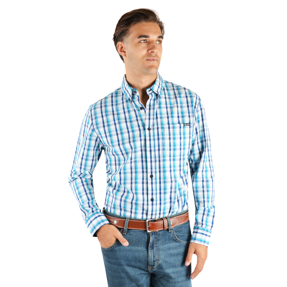 Wrangler Mens Cameron Check Button Up LS Shirt