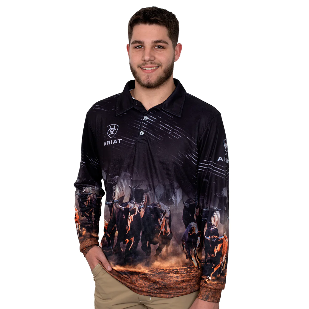 Ariat Mens Cattle Herd LS Fishing Shirt