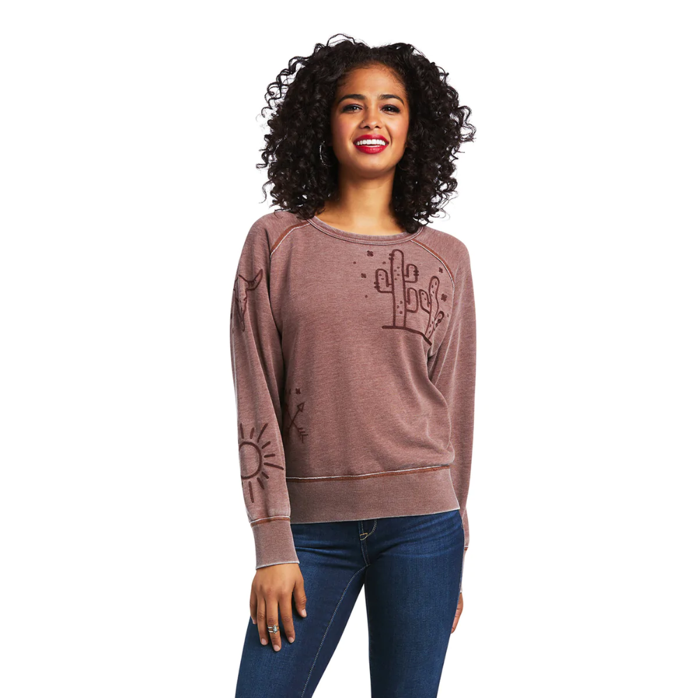 Ariat Womens American Stories Crew Neck LS Tee