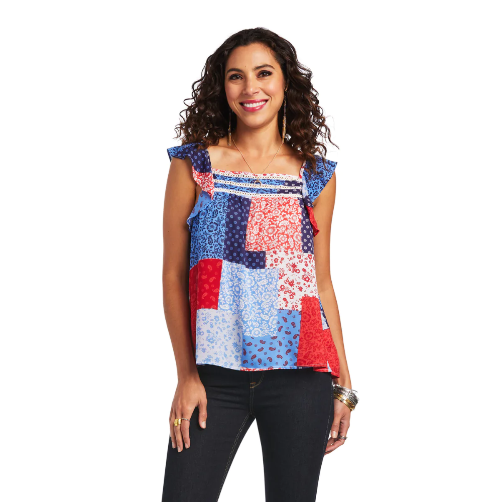 Ariat Womens Blue Note Patchwork Tank