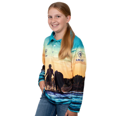 Ariat Girls Horses LS Fishing Shirt