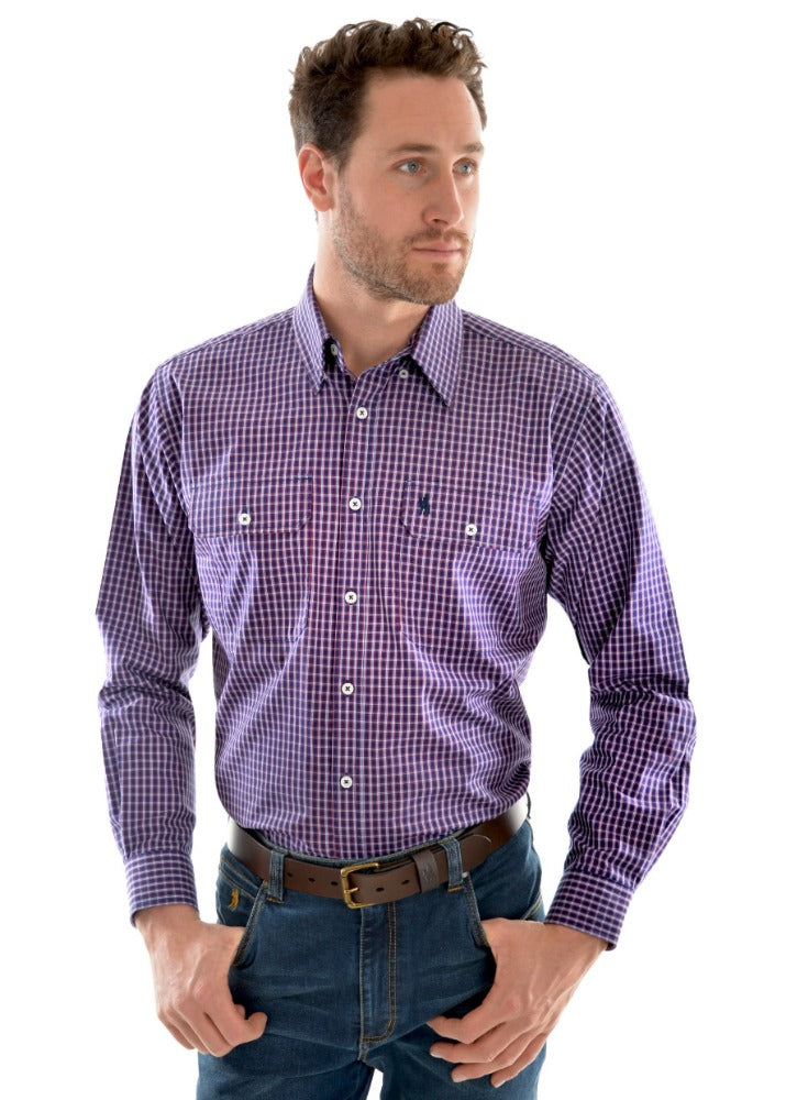 Thomas Cook Mens Henley Check Long Sleeve Shirt