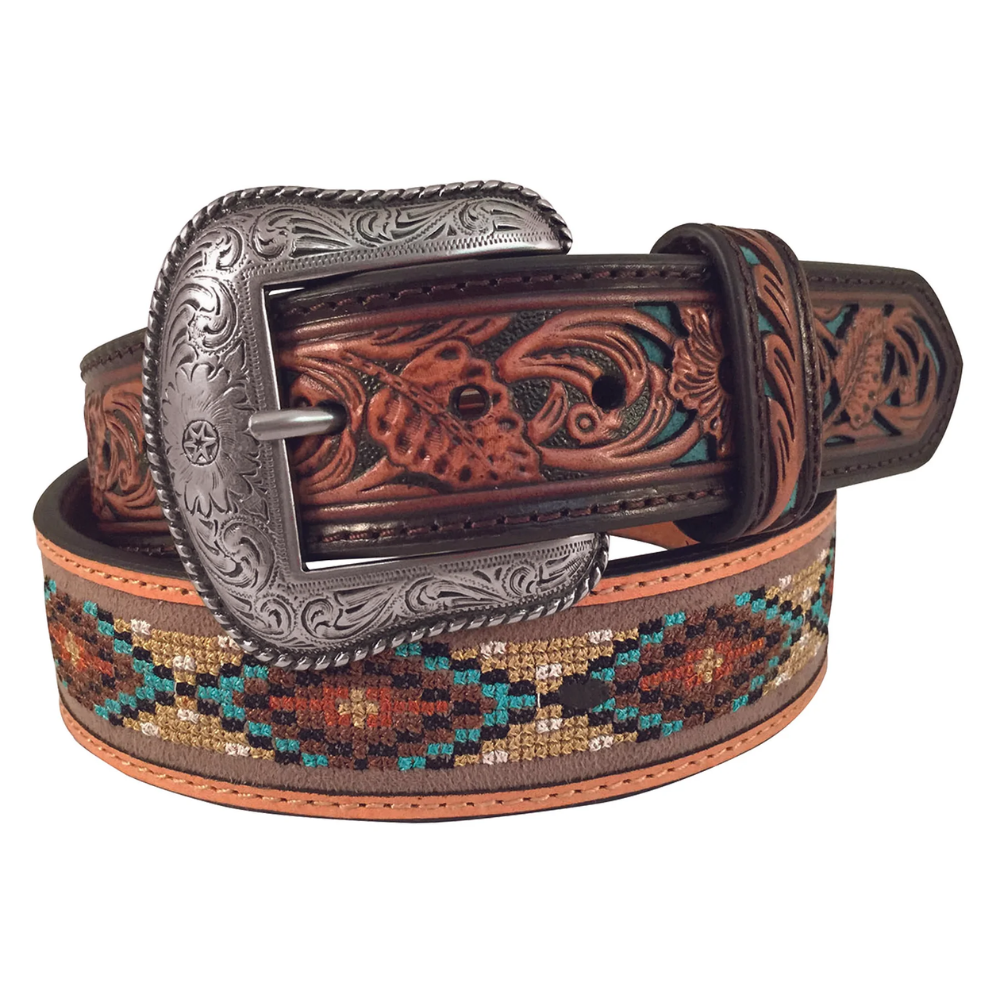 Roper Mens Genuine Leather Aztec Belt