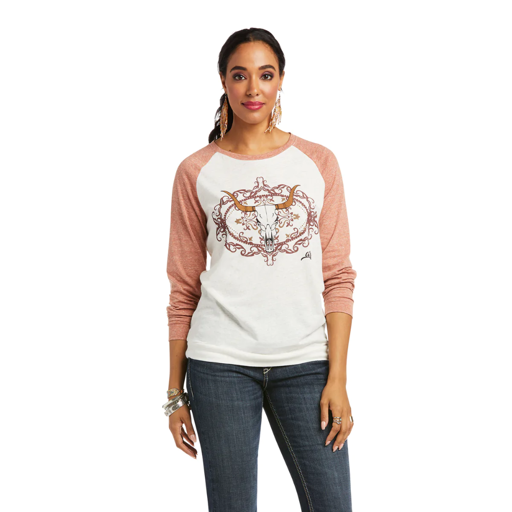 Ariat Womens Framed Skull LS Tee