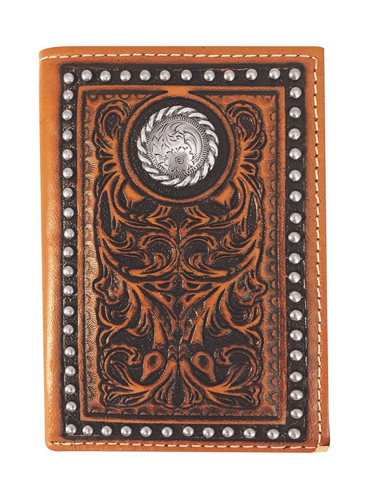 Roper Tri-Fold Tooled Leather Wallet