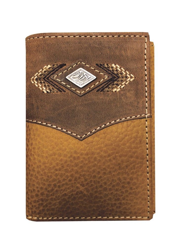 Roper Tri-Fold Leather Wallet Diamond Concho