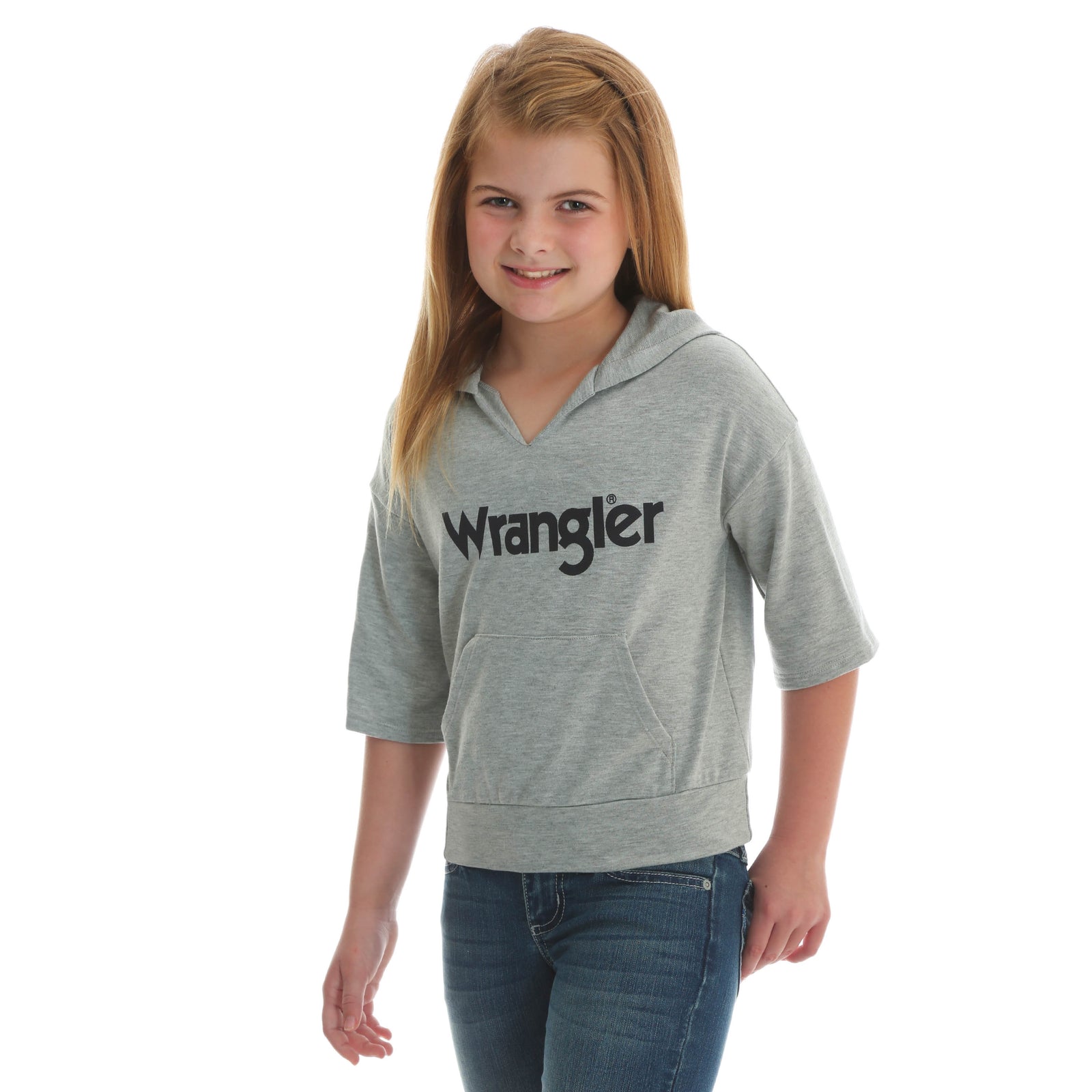 Wrangler Girls Cropped 3/4 Sleeve Hoody